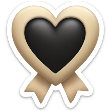 black heart with beige bow sticker