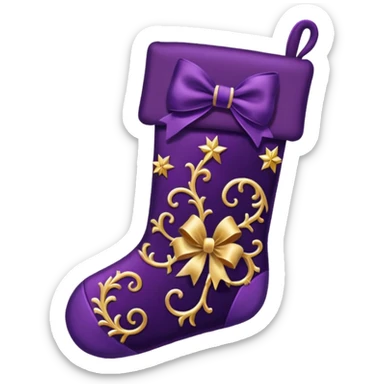 Dark purple Christmas stocking with bow sticker