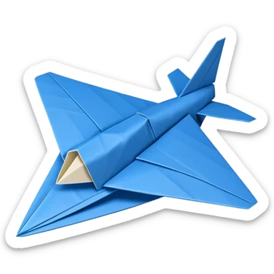 3D render of Paper Airplane made entirely of folded origami paper, sharp creases, cardboard texture, matte finish, visible paper grain, craft aesthetic,  apple emoji style, isolated on white background --v 6.0 sticker
