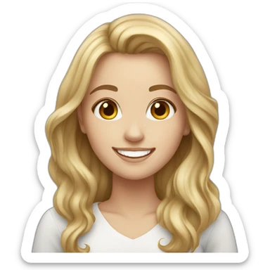 A white girl with a beautiful smile and dark blonde hair sticker
