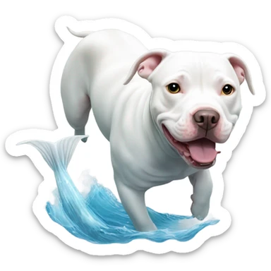 White pitbull swimming with a beluga whale sticker