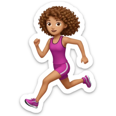 curly girl running sticker