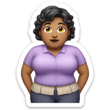 fat girl with dark hair teacher in a lilac shirt sticker