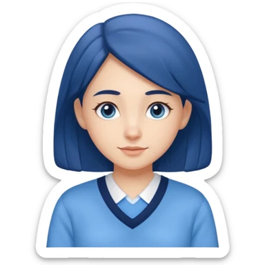 cute school girl jewish  navy jumper with light blue by the v neck on the jumper light blue shirt sticker