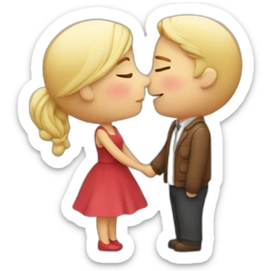couple kissing hearts flying sticker