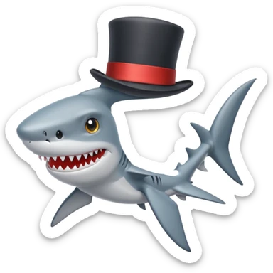 Shark with a top hat sticker