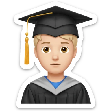 White Boy Collage Student with Student Hat on his Head sticker