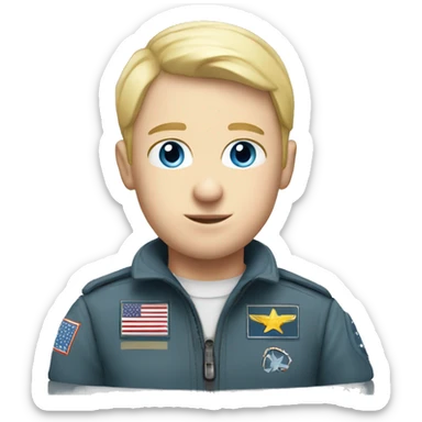 white kid with short blonde hair and blue eyes fighter pilot helmet sticker