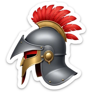 PRAEFECTUS iron grey roman helmet with red plumage  sticker