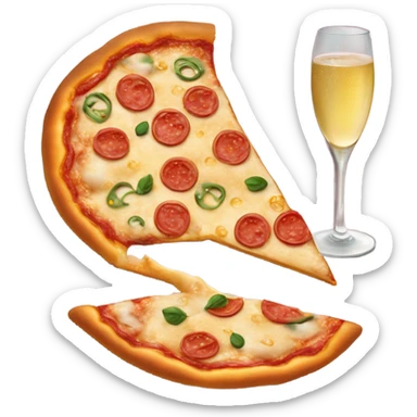Pizza, champagne, heart sticker