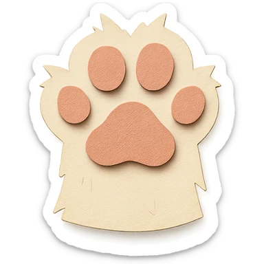 fluffy cat paw, paper craft style, layered paper, visible cut edges sticker