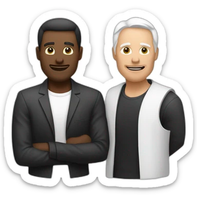 Un homme noir et un homme blanc qui ce serre la main sticker