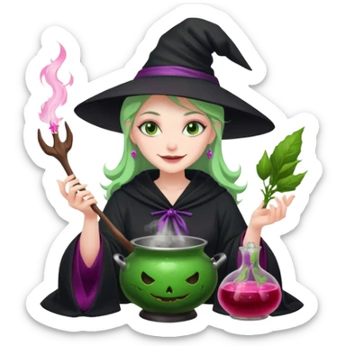 green witch cooking potion😈🌸 sticker