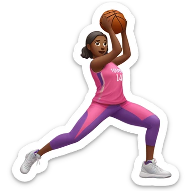woman stretching wearing a pink basketball jersey sticker