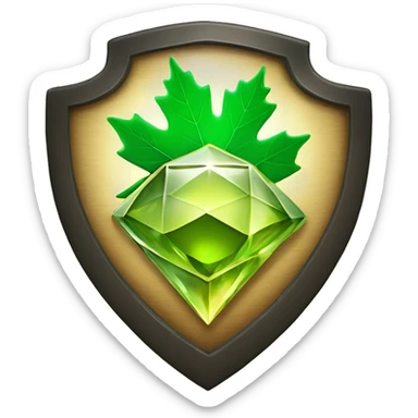 Green Maple Leaf Add two saphire  gems, trophy sticker