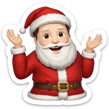 a brunette hair man wearing an oversize santa clothes while laughing  sticker