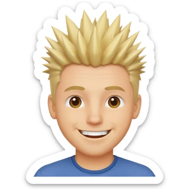 fat spiky haired happy man blonde sticker