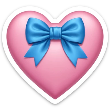 pink heart with blue bow sticker