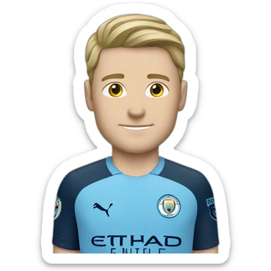 White Man wearing Manchester city kit sticker