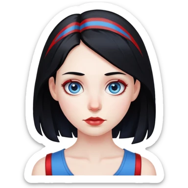 Girl-pale-black hair-red stripe hair-blue eyes sticker