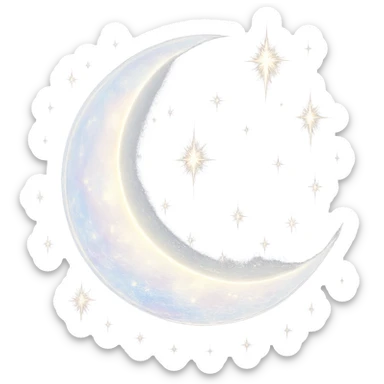 celestial crescent moon with stars, dreamy sticker