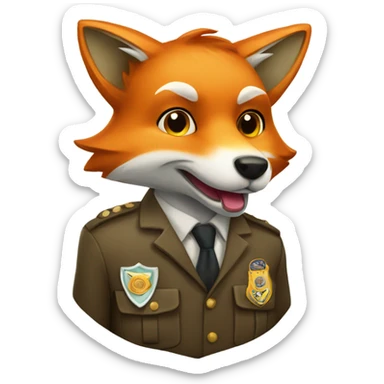 Fox wearing a badge sticker