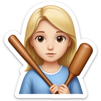Girl holding a bat sticker