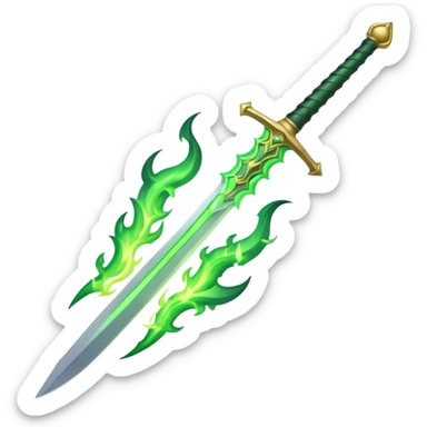 sword burning green flame sticker