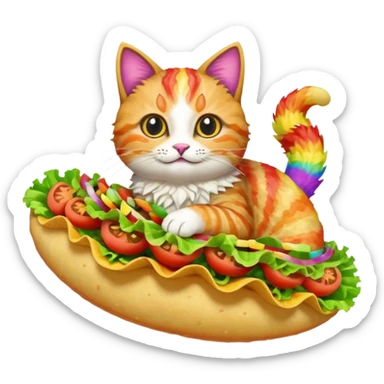rainbow cat flying on a taco sticker