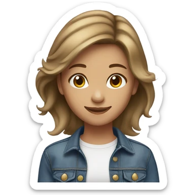 brown with blonde highlights girl in denim smiles sticker