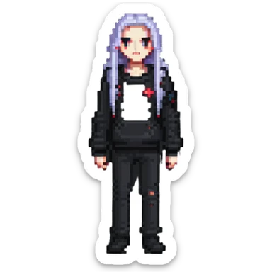 strange character with fashionable minimalist clothes sticker