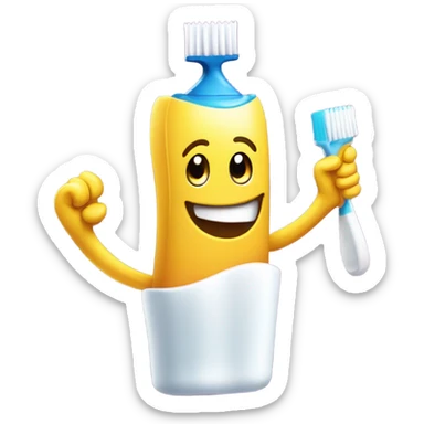 Toothbrush playing with toothpaste  sticker