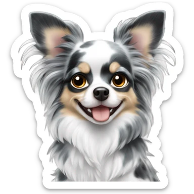 Blue merle chihuahua long hair with spotted face black white  sticker