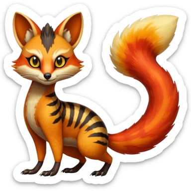 Fiery Wicked Cool Hot Badass Genet-Numbat-Sergal-Meloetta-Vernid-fusion-hybrid-creature sticker