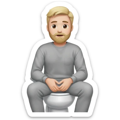 A blonde bearded man wearing a sweatshirt while sitting on a toilet sticker