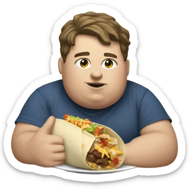 Fat white kid eating burritos  sticker