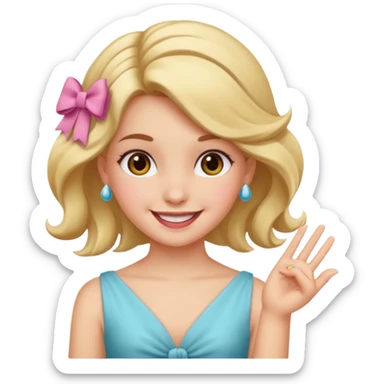 Emoji qui sourire avec un doigt d’honneur et un noeud dans les cheveux ils faut que se soit girly sticker