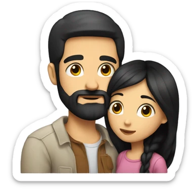 guy with beard kissing a girl with black hair  sticker