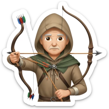 Archer âgé capuche position tir sticker