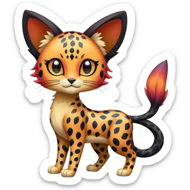 Colorful exotic esoteric patterned Gradients-colored realistic elegant lanky feminine cute pretty  Liepard-Litten-Meloetta-Sprigatito-Pokémon-fusion-creature (full body) sticker