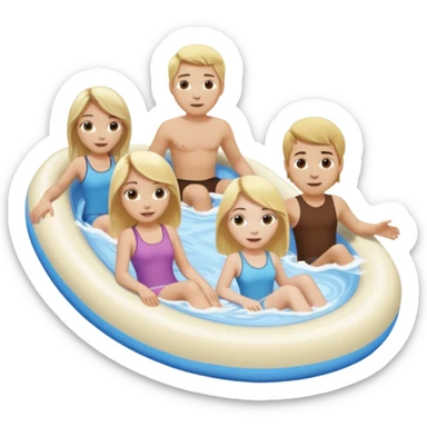 2 girls and 2 guys on the lazy river waterslide. 1 girl and 1 guy have blonde hair and 1 girl and 1 guy have BROWN HAIR. we are all very pale. 4 PEOPLE  sticker