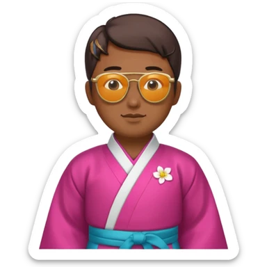 korean hanbok with ancient mayan man with sunglasses sticker