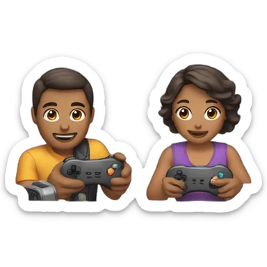 couple playing video game together sticker