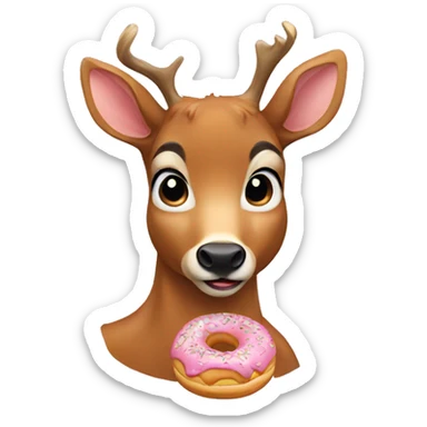 Deer eating a donut  sticker
