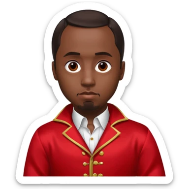 P.Diddy with dark brown hair, red outfit sticker