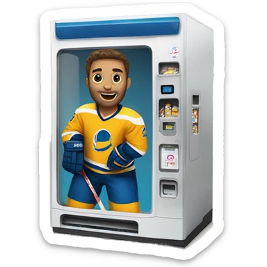 A vending machine hockey player  sticker