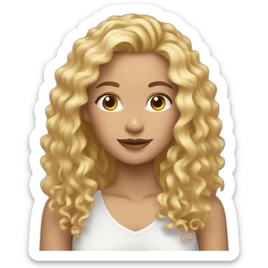 Woman blond curly hair long portrait  sticker