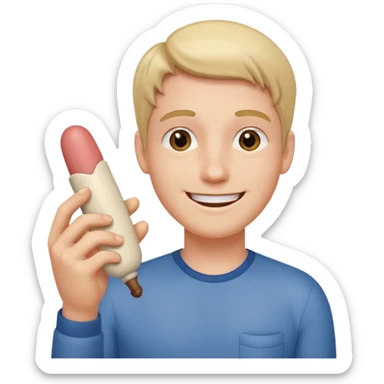 Penis in hand smiling face sticker