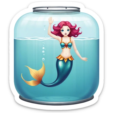 Vintage circus mermaid submerged in water tank sticker