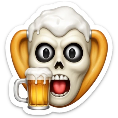 Halloween scream mask with beer sticker